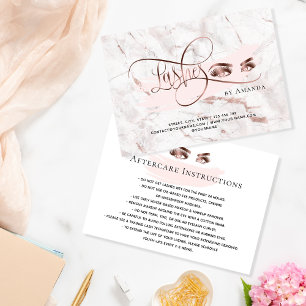 Makeup Eyebrow Eyes Lashes Aftercare card Marble