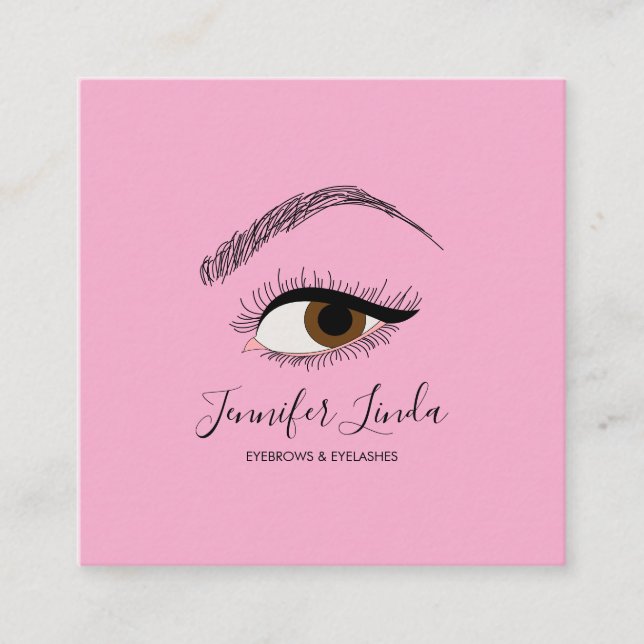 Makeup Eyebrow Eyes Lashes Cute  Square Business Card (Front)