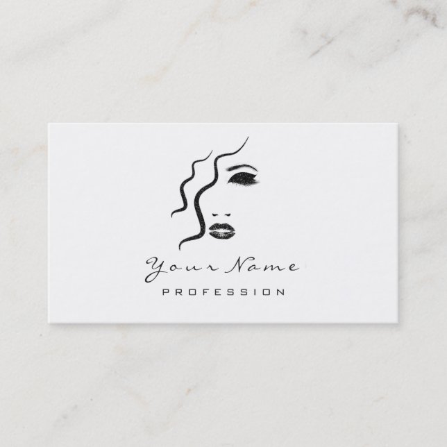 Makeup Eyebrow Eyes Lashes Glitter Hair Logo White Business Card (Front)