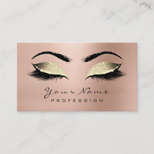 Makeup Eyebrow Eyes Lashes Glitter Rose Gold Lux Business Card