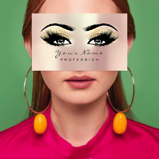 Makeup Eyebrow Eyes Lashes Glitter SPA Champaigne Business Card (Makeup Eyebrow Eyes Lashes Glitter SPA Champaigne Business Card)