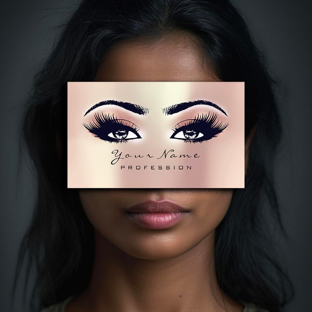 Makeup Eyebrow Eyes Lashes Glitter SPA Pink Rose Business Card (FlorenceK Studio )