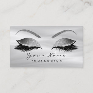 Makeup Eyebrow Eyes Lashes Grey Silk Rose Gold Business Card