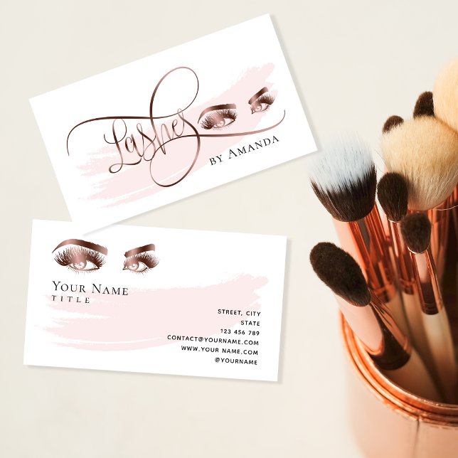 Makeup Eyebrow Eyes Lashes Rose Gold Business Card (Creator Uploaded)