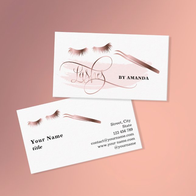 Makeup Eyebrow Eyes Lashes Rose Gold Business Card (Creator Uploaded)