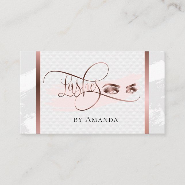 Makeup Eyebrow Eyes Lashes Rose Gold Business Card (Front)