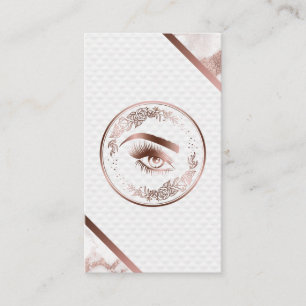 Makeup Eyebrow Eyes Lashes Rose Gold Floral Business Card