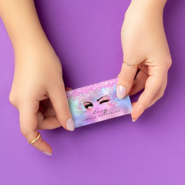 Makeup Eyebrow Hair Eyelashes Glitter Pink Social Business Card (Creator Uploaded)