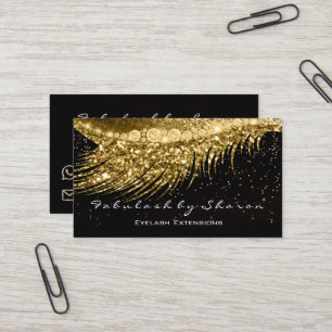 Makeup Eyebrow Lash Extension Glitter Black Gold Business Card