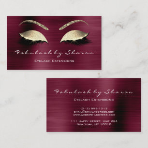 Makeup Eyebrow Lashes Glitter Crystal Burgundy Lux Business Card