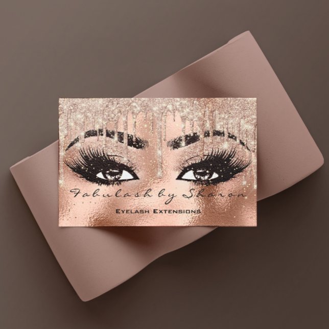 Makeup Eyebrow Lashes Glitter Drip Qr Code Business Card (Makeup Eyebrow Lashes Glitter Drip Qr Code Business Card)