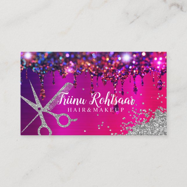 Makeup Eyebrow Lashes Wax Drip Rose Holograph Business Card (Front)