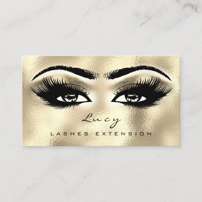Makeup Eyebrow Name Lash Glitter Golden Eyes Business Card (Front)