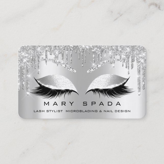 Makeup Eyebrows Lashes Browns Grey Spark Social Business Card (Front)
