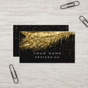Makeup Eyebrows Lashes Glitter Metallic Black Gold Business Card