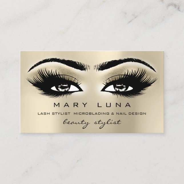 Makeup Eyebrows Lashes Glitter Metallic Eyes Business Card (Front)