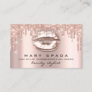 Makeup Eyebrows Lashes Pink Rose Spark Kiss LIps Business Card