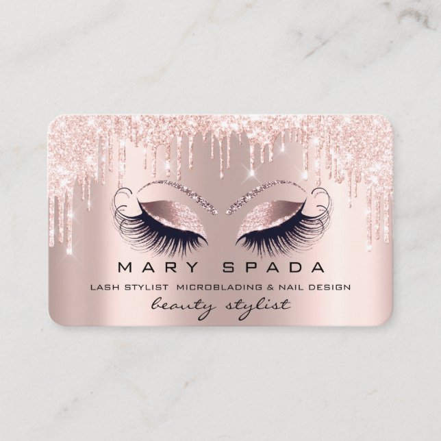 Makeup Eyebrows Lashes Rose Brown Eye VIP Business Card (Front)
