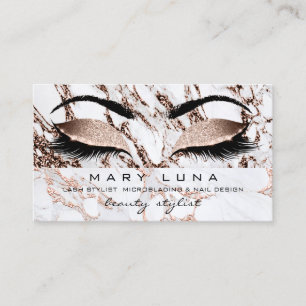 Makeup Eyebrows Lashes Rose Gold Marble Copper Business Card