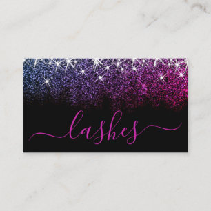 Makeup Eyelash Artis Luminous Pink Purple Glitter Business Card