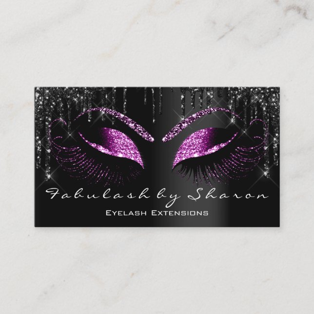 Makeup Eyelash Black Drips Professional Berry Business Card (Front)