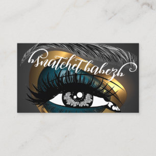 Makeup Eyelash Brows Microblading QR Code Gold Business Card