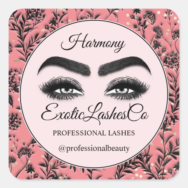 Makeup Eyelash  Cleaner Floral Rose Blush Square Sticker (Front)