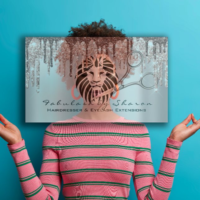 Makeup Eyelash Hairdresser Scissors Rose Drip Lion Business Card (Makeup Eyelash Hairdresser Scissors Rose Drip Lion Business Card)