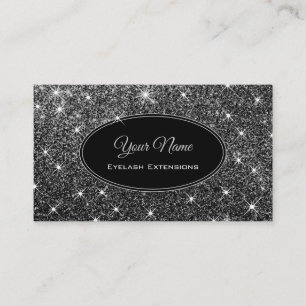 Makeup Eyelash Luminous Silver Glitter Stars Dark Business Card