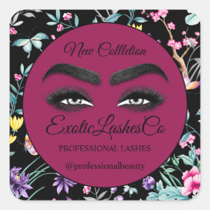 Makeup Eyelash Packaging Cleaner Floral Thank You  Square Sticker