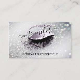 Makeup Eyelash QR Code Logo Glitter Smoky Silver Business Card