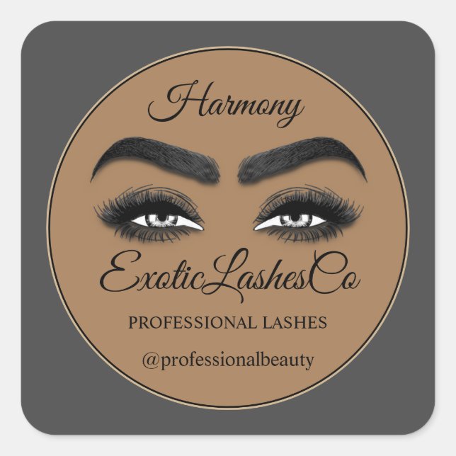 Makeup Eyelash SPA Cleaner Thank Packaging Brown Square Sticker (Front)