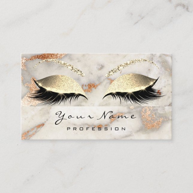 Makeup Eyes Lashes Copper Marble Appointment Card (Front)