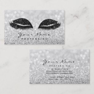 Makeup Eyes Lashes Extension Glitter Grey Black Business Card