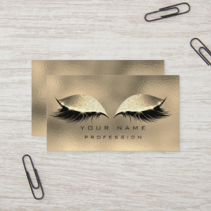Makeup Eyes Lashes Glitter Metallic Glass Gold Business Card