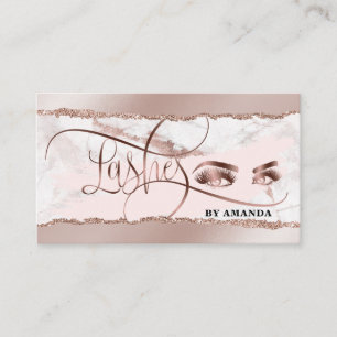 Makeup Eyes Lashes Rose Gold Marble Torn paper Business Card