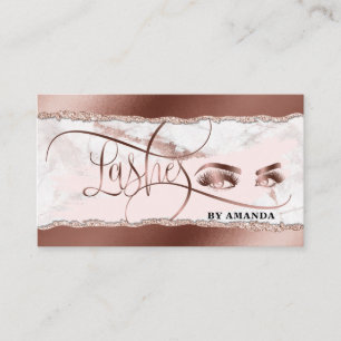 Makeup Eyes Lashes Rose Gold Marble Torn paper Business Card