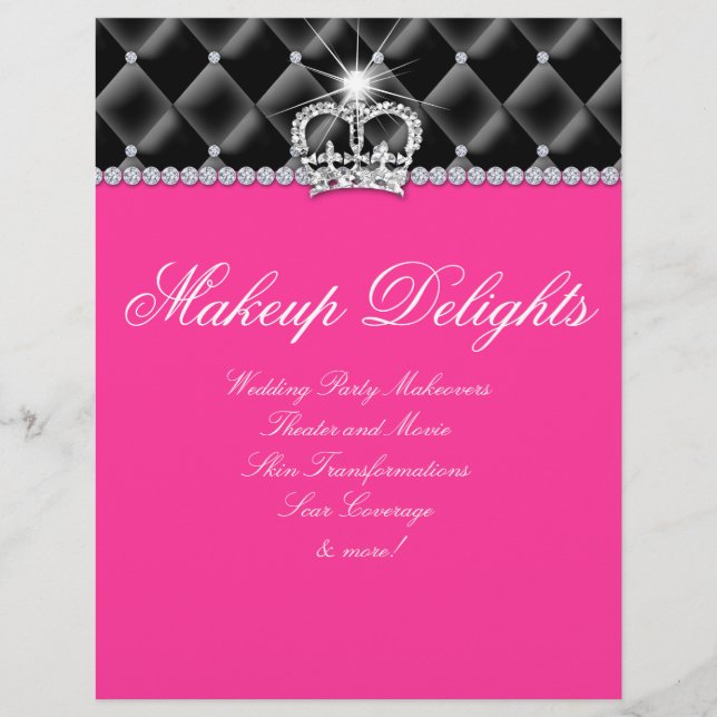 Makeup Flyer Hair Salon Satin Diamonds Black (Front)