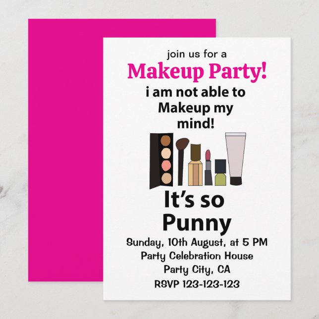 Makeup Funny Pun Makeup Invitation (Front/Back)