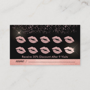 Makeup Glitter dots punch lips loyalty Business Card