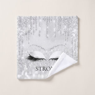 Makeup Glitter Eyes Drips Silver Gray Strong. Name Wash Cloth