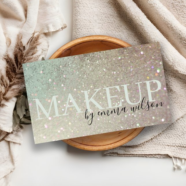 Makeup Glitter Green Pink Aqua Shiny Shimmer Business Card (Creator Uploaded)