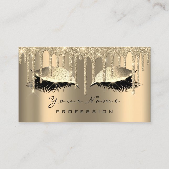 Makeup Gold Sepia Lashes Appointment Card Drips (Front)