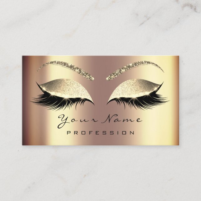 Makeup Gold Sepia Lashes Marble Appointment Card (Front)