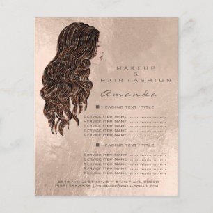 Makeup Hair Beauty Price List Flyer Mermaid Copper