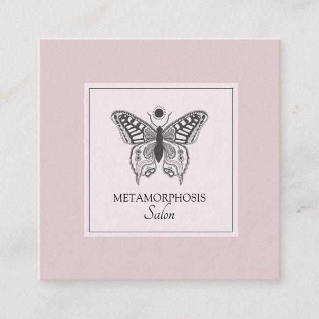 Makeup Hair Beauty Salon Pink Blush Square Business Card (Front)