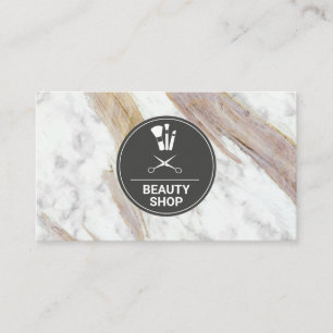 Makeup Hair Kit White Marble Business Card
