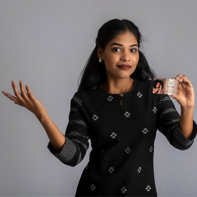 Makeup Hair Red Lipstick Rose Photo QR Code Business Card (Makeup Hair Red Lipstick Rose Photo QR Code Business Card)