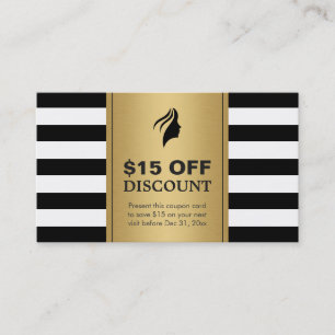 Makeup Hair Salon Coupon Gold Black White Stripes