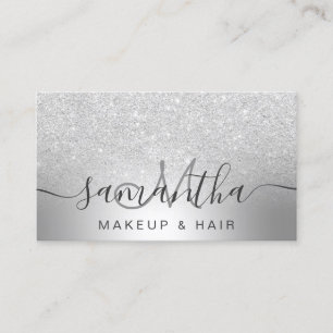 Makeup hair silver glitter ombre metallic foil business card